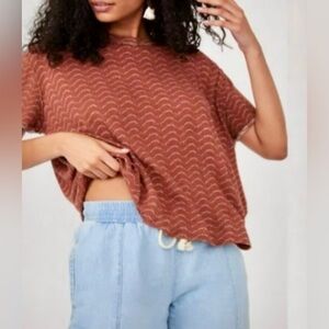 Free People “We The Free” Zigzag Shibori Print Top (Oversized) in Small (EUC)